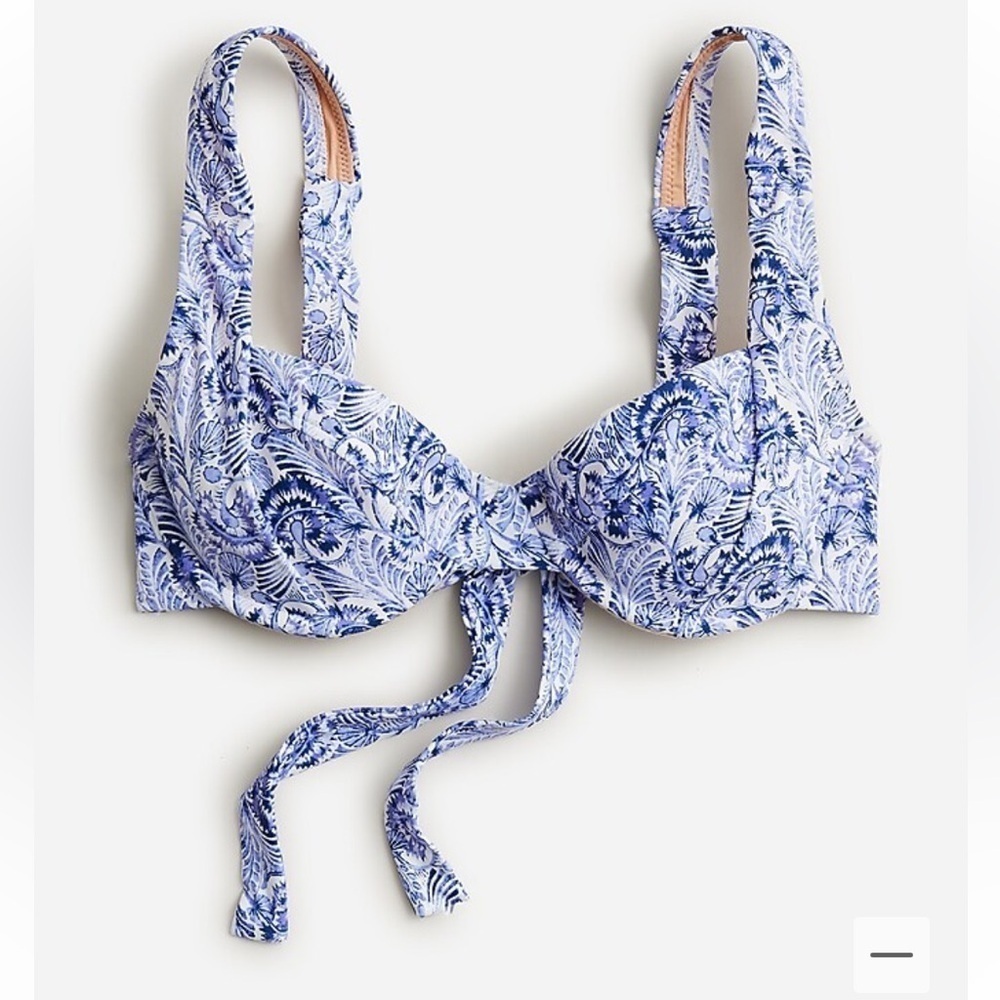 J. Crew Cross-back underwire bikini top in dandelion swirl